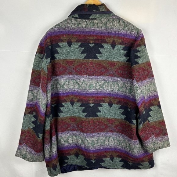 VTG Aztec Southwestern Women's Blanket Jacket Sz 2X Julia Klein Cotton Lined - Picture 5 of 13